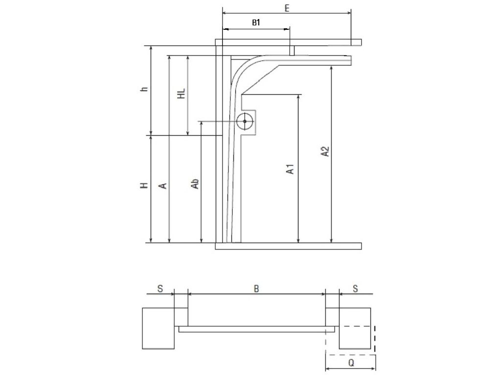 Высокий подъем, вал снизу.